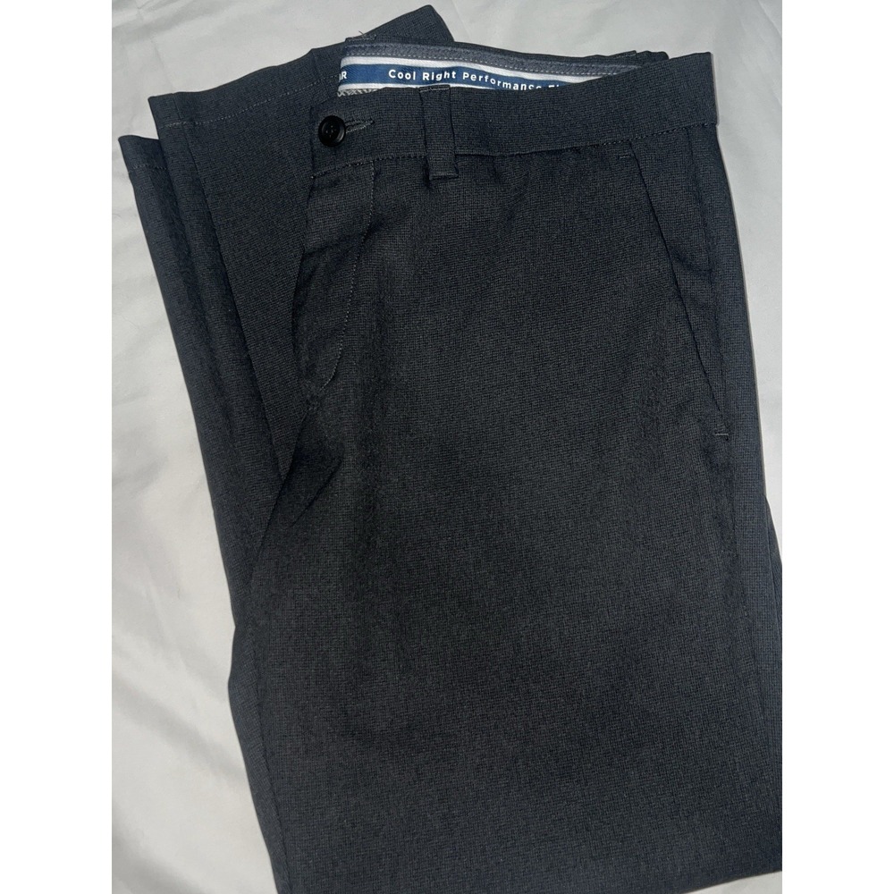 Haggar Cool Right Performance Flex Mens Pants 34 x 29 Grey Straight Fit